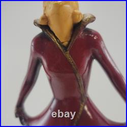 Joseph Lorenzl The Kiss Art Deco Painted Bronze Figure on Alabaster Lamp