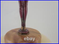 Joseph Lorenzl The Kiss Art Deco Painted Bronze Figure on Alabaster Lamp