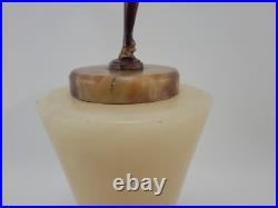 Joseph Lorenzl The Kiss Art Deco Painted Bronze Figure on Alabaster Lamp