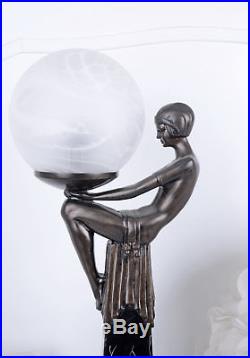 Kugellampe Frauenakt Tischlampe Art Deco Stil Tischleuchte Milchglaslampenschirm