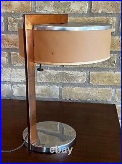 Kurt Versen Machine Age Art Deco Modern Chrome Copper Desk Table Lamp Vtg Mcm