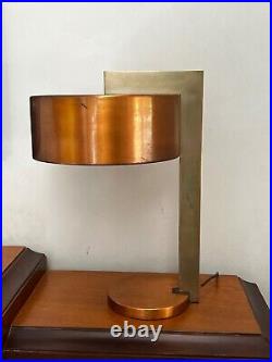 Kurt Versen Machine Age Art Deco Modern Copper Desk Table Lamp Vtg Mcm Nessen