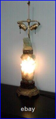 LAMP Jade Art Deco Carved Jade WithSwan/Phoenix Table