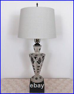 LARGE Karl Palda Style Art Deco Cut Czech Glass Table Lamp