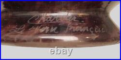 LE VERRE FRANCAIS Art Glass Vase France Art Deco Design Acid Enamel Signed LAMP