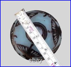 LE VERRE FRANCAIS Art Glass Vase France Art Deco Design Acid Enamel Signed LAMP