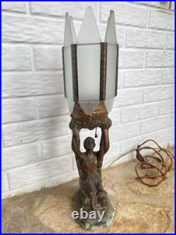 LOOK/READ! Antique Art Deco 1920s Joan Of Arc Table Lamp For Restoration