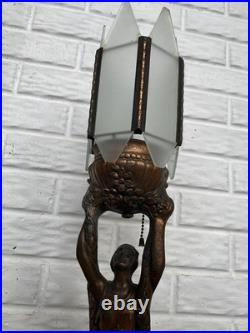 LOOK/READ! Antique Art Deco 1920s Joan Of Arc Table Lamp For Restoration