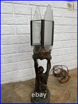 LOOK/READ! Antique Art Deco 1920s Joan Of Arc Table Lamp For Restoration