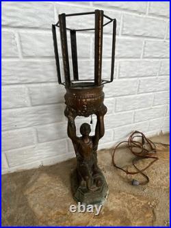 LOOK/READ! Antique Art Deco 1920s Joan Of Arc Table Lamp For Restoration