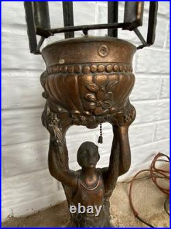 LOOK/READ! Antique Art Deco 1920s Joan Of Arc Table Lamp For Restoration