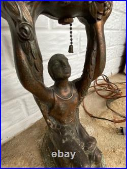 LOOK/READ! Antique Art Deco 1920s Joan Of Arc Table Lamp For Restoration