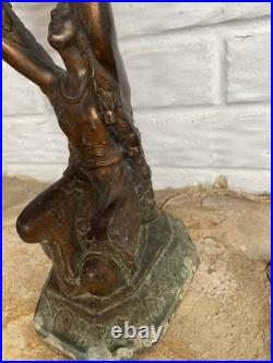 LOOK/READ! Antique Art Deco 1920s Joan Of Arc Table Lamp For Restoration