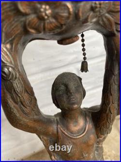 LOOK/READ! Antique Art Deco 1920s Joan Of Arc Table Lamp For Restoration