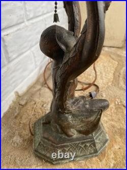 LOOK/READ! Antique Art Deco 1920s Joan Of Arc Table Lamp For Restoration