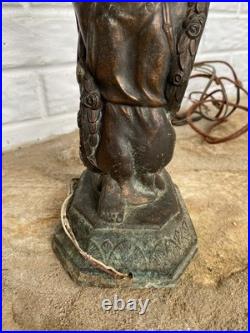 LOOK/READ! Antique Art Deco 1920s Joan Of Arc Table Lamp For Restoration