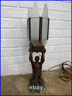 LOOK/READ! Antique Art Deco 1920s Joan Of Arc Table Lamp For Restoration