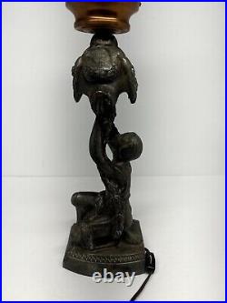 La Belle Art Deco Joan Of Arc Spelter Table Lamp 1920's Works