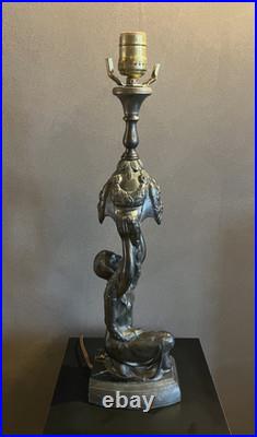 La Belle Specialty Art Deco'Joan of Arc' Spelter 1920s Table Lamp in Great Cond