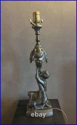 La Belle Specialty Art Deco'Joan of Arc' Spelter 1920s Table Lamp in Great Cond