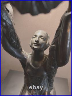 La Belle Specialty Art Deco'Joan of Arc' Spelter 1920s Table Lamp in Great Cond