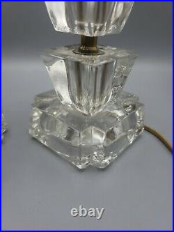 Lamp Set Vintage Art Deco Style 3 Tiered Clear Glass Geometric Ice Cube 10 (2)
