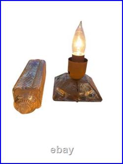 Lamp Skyscraper 1930's Art Deco Glass Torpedo Boudoir Flower Bases Vintage