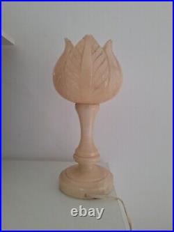 Lamp Tulipe Art Deco IN Albâtre. Lamp Inner Table Vintage Lamp
