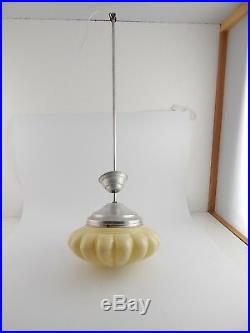Lampadario Antico Autentico Originale Art Deco Vetro Opaline Old Ceiling Lamp