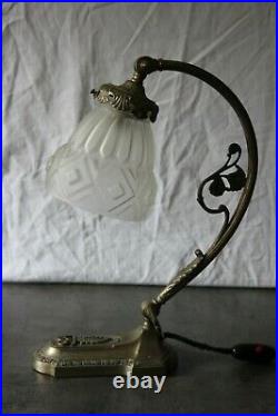 Lampe Art Deco Bronze Argente Muller Degue Schneider