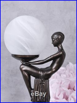 Lampe Art Deco Frauenakt Tischleuchte Bauhaus Tischlampe Kugelschirm Leuchte