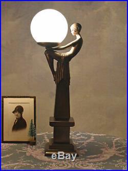 Lampe Art Deco Frauenakt Tischleuchte Bauhaus Tischlampe Kugelschirm Leuchte neu