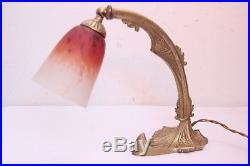 Lampe Art Deco Pate De Verre Schneider Bronze Lustre Muller Degue Daum