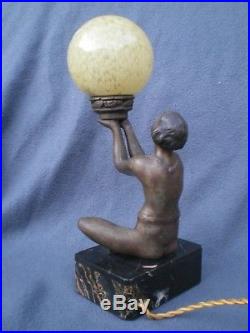 Lampe art deco 1920 LIMOUSIN statue femme vintage lamp woman figurine sculpture