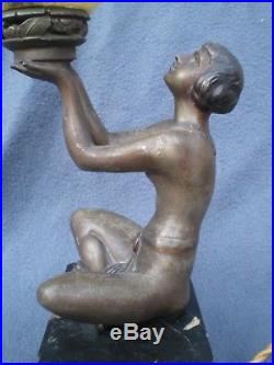 Lampe art deco 1920 LIMOUSIN statue femme vintage lamp woman figurine sculpture