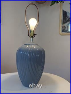 Large 1980s Dusty Blue Art Deco Revival Lamp