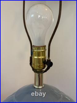 Large 1980s Dusty Blue Art Deco Revival Lamp