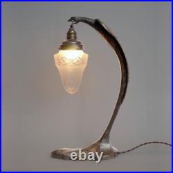 Large Art Deco Table Lamp SERPENT Charles Ranc Brass Lamp 1920