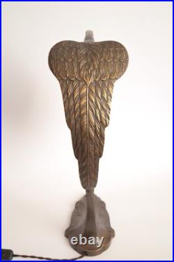 Large Art Deco Table Lamp SERPENT Charles Ranc Brass Lamp 1920