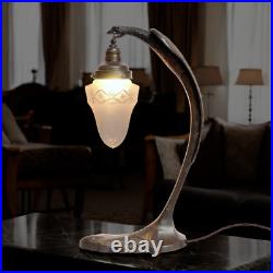 Large Art Deco Table Lamp SERPENT Charles Ranc Brass Lamp 1920