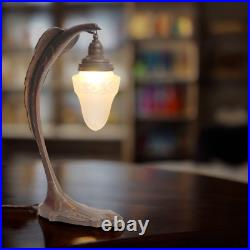 Large Art Deco Table Lamp SERPENT Charles Ranc Brass Lamp 1920