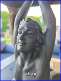 Large Vintage Art Deco Sculptural Nude Couple Table Lamp Black Figural Statue