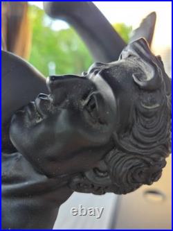 Large Vintage Art Deco Sculptural Nude Couple Table Lamp Black Figural Statue