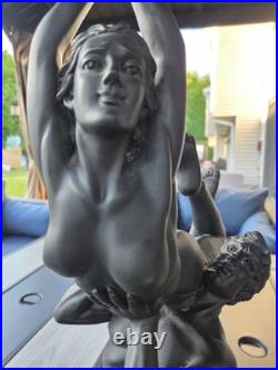 Large Vintage Art Deco Sculptural Nude Couple Table Lamp Black Figural Statue