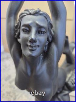 Large Vintage Art Deco Sculptural Nude Couple Table Lamp Black Figural Statue