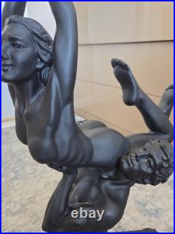 Large Vintage Art Deco Sculptural Nude Couple Table Lamp Black Figural Statue
