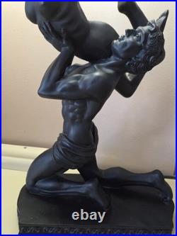Large Vintage Art Deco Sculptural Nude Couple Table Lamp Black Figural Statue