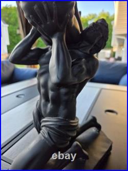 Large Vintage Art Deco Sculptural Nude Couple Table Lamp Black Figural Statue