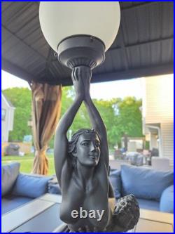 Large Vintage Art Deco Sculptural Nude Couple Table Lamp Black Figural Statue