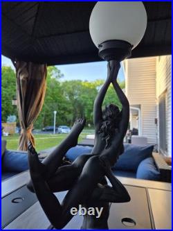 Large Vintage Art Deco Sculptural Nude Couple Table Lamp Black Figural Statue